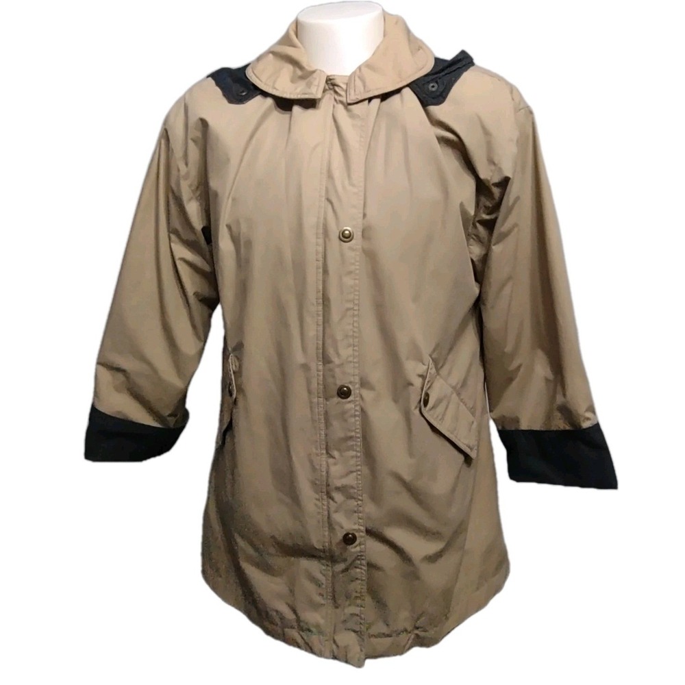 Misty Harbor Rain Jacket S Womens Gorp Core Tan Hooded Utility Retro Streetwear